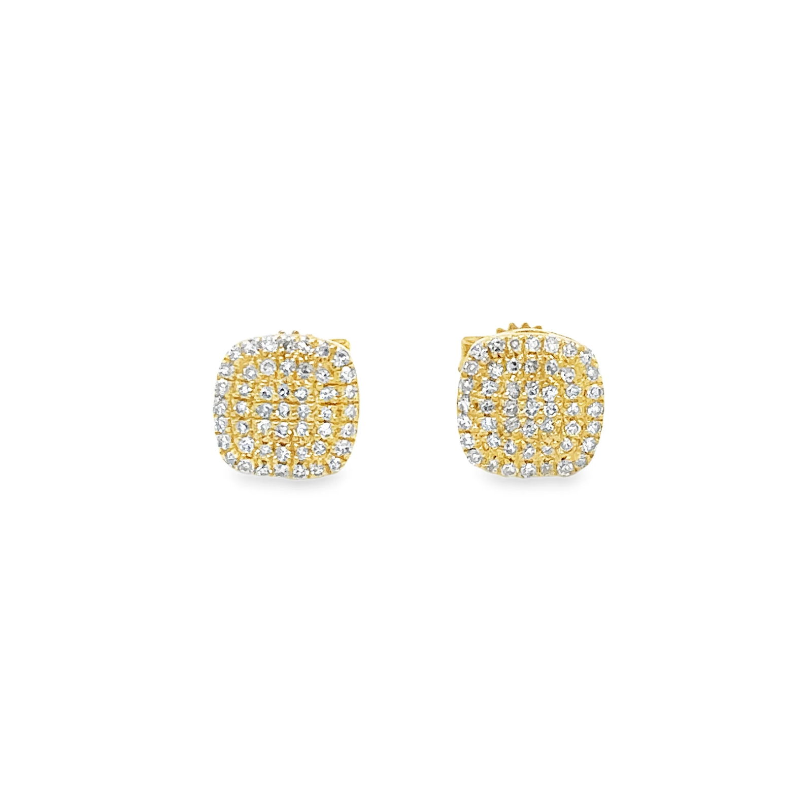 14KT YELLOW GOLD DIAMOND EARRING SQUARE STUDS: 14KT YELLOW GOLD DIAMOND EARRING SQUARE STUDS14KT GOLD WT. APPROX. 1.50 GRAMSDIAMOND WT. APPROX. 0.18 CARATSIZE APPROX. - 6.5 MM