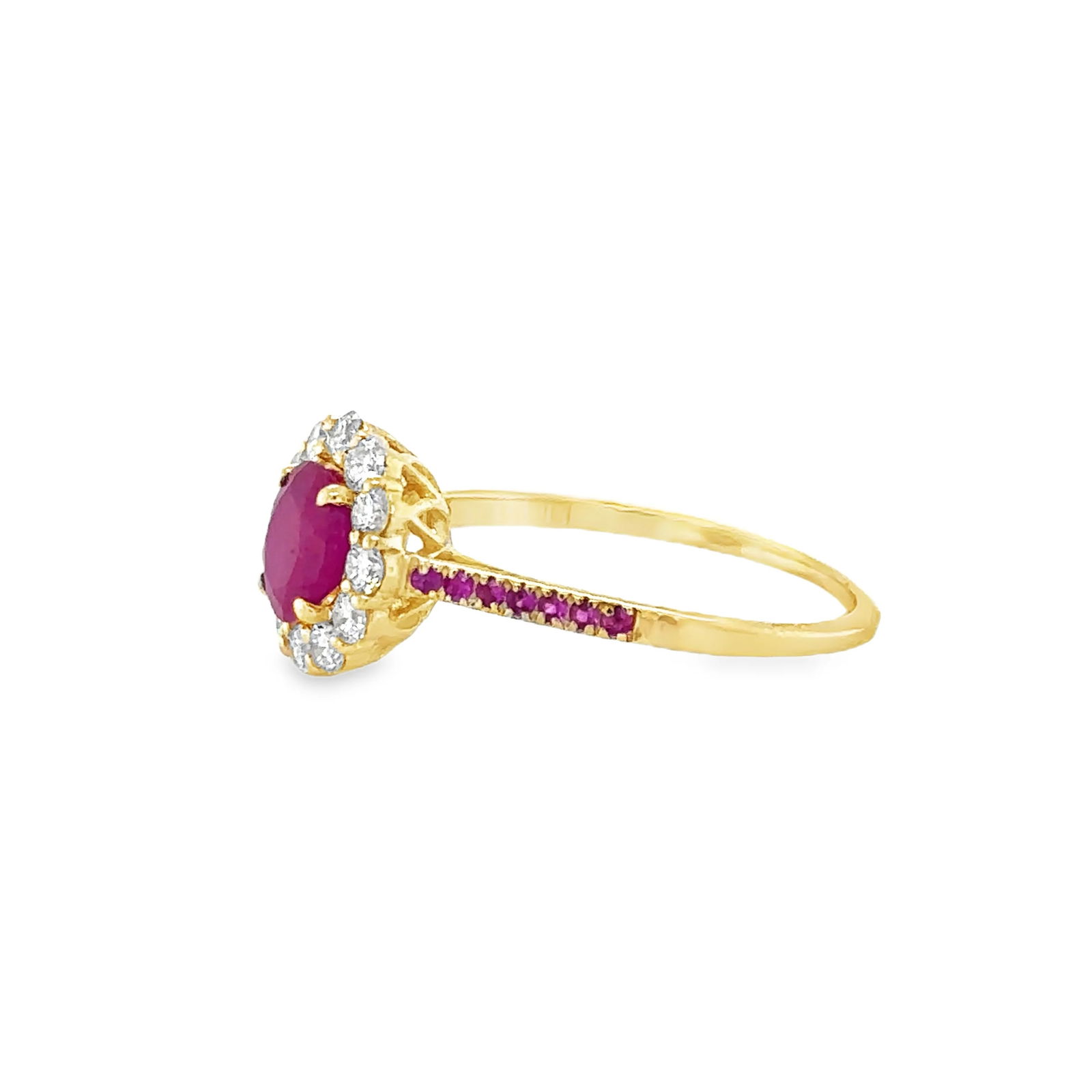 14KT YELLOW GOLD RING WITH RUBY AND DIAMONDS - 2
