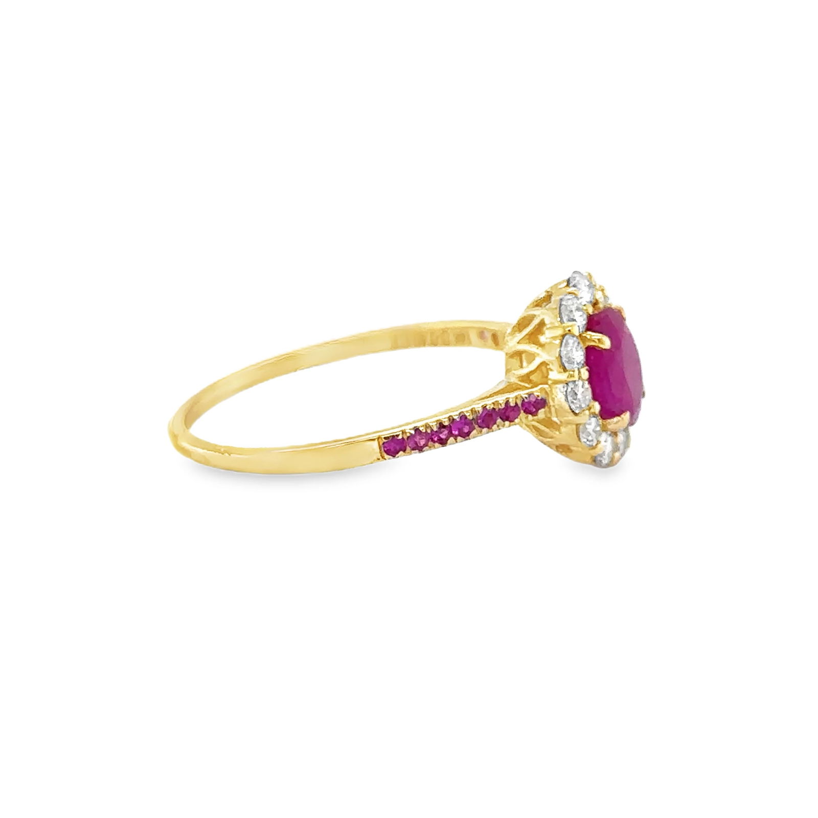14KT YELLOW GOLD RING WITH RUBY AND DIAMONDS - 3