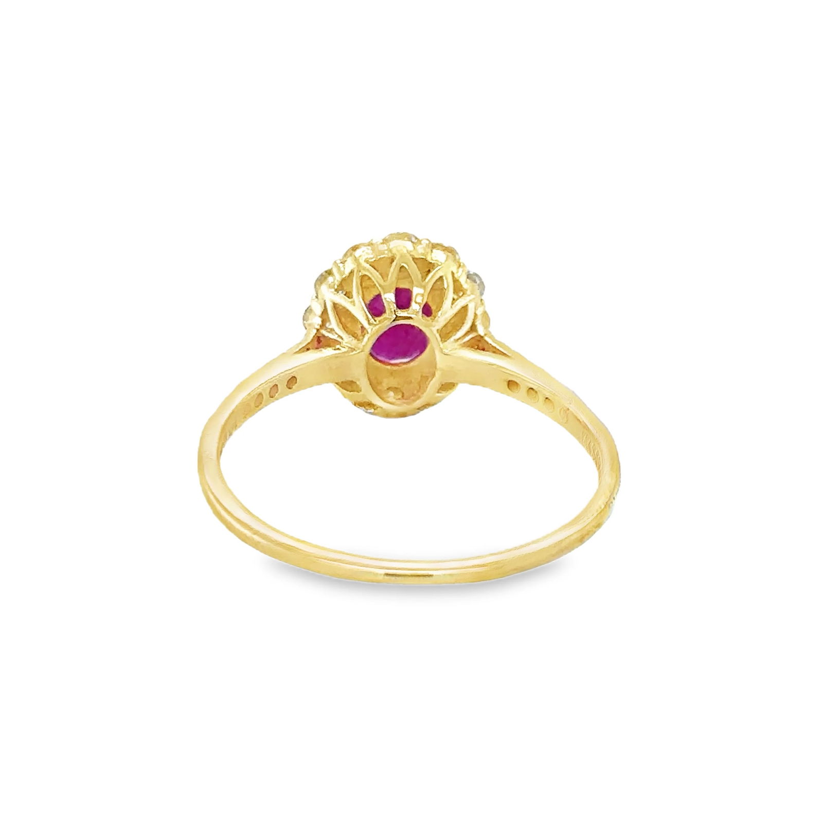 14KT YELLOW GOLD RING WITH RUBY AND DIAMONDS - 4
