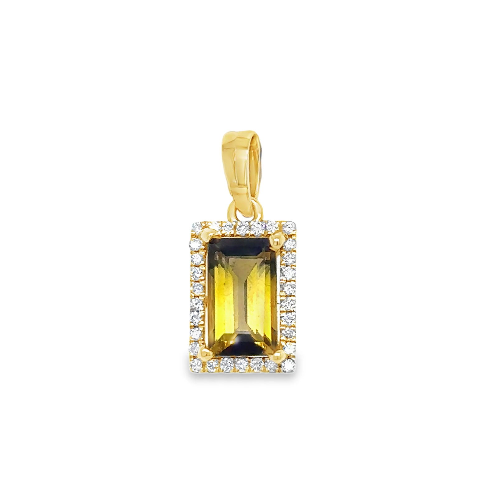 14KT YELLOW GOLD TOURMALINE AND DIAMONDS PENDANT (1 of 2)