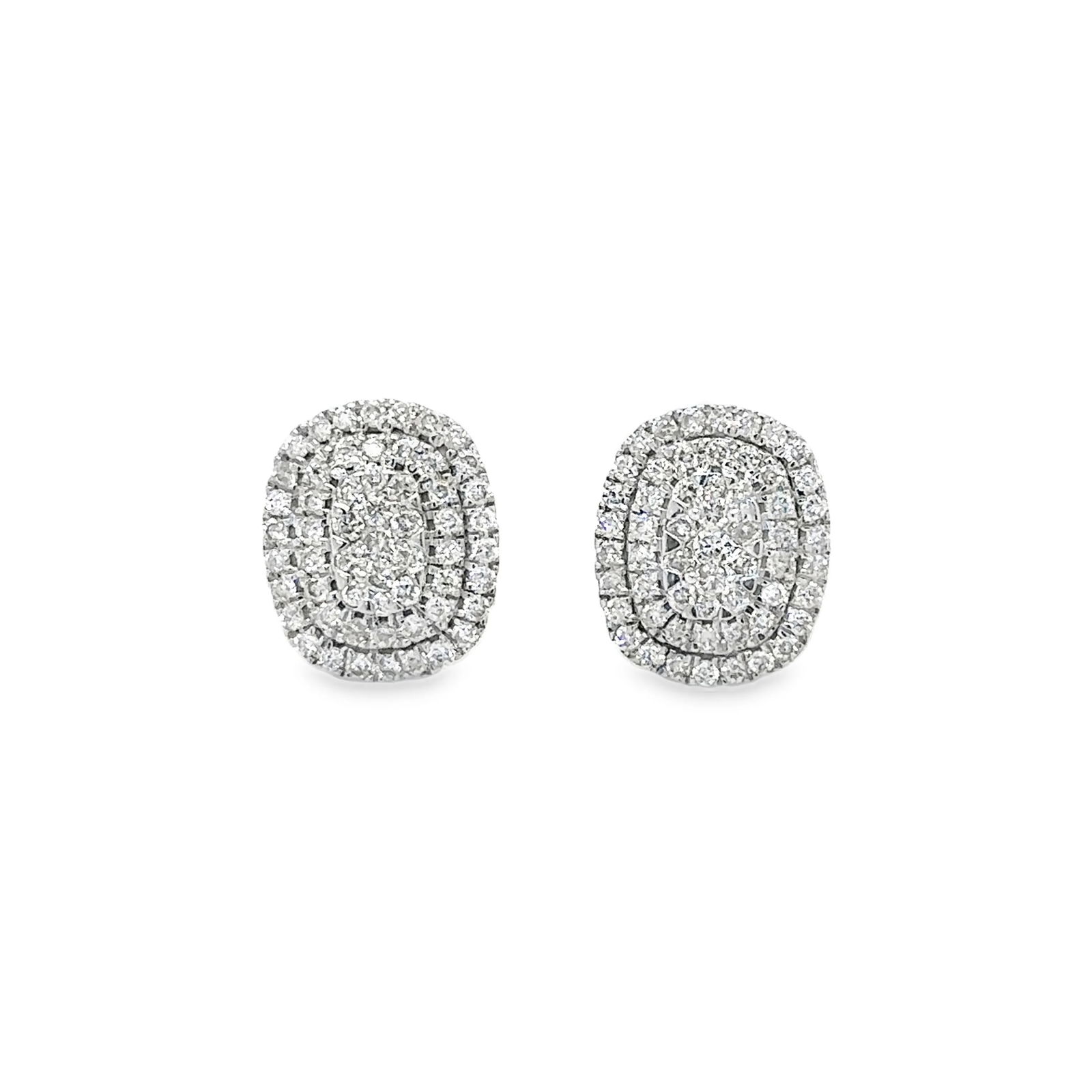 14KT WHITE GOLD DIAMOND EARRING: 14KT WHITE GOLD DIAMOND EARRING 14KT GOLD WT. APPROX. 2.29 GRAMDIAMOND WT. APPROX. 0.50 CARAT/ 114PCSSIZE APPROX. - 8.5 MM X 10 MM