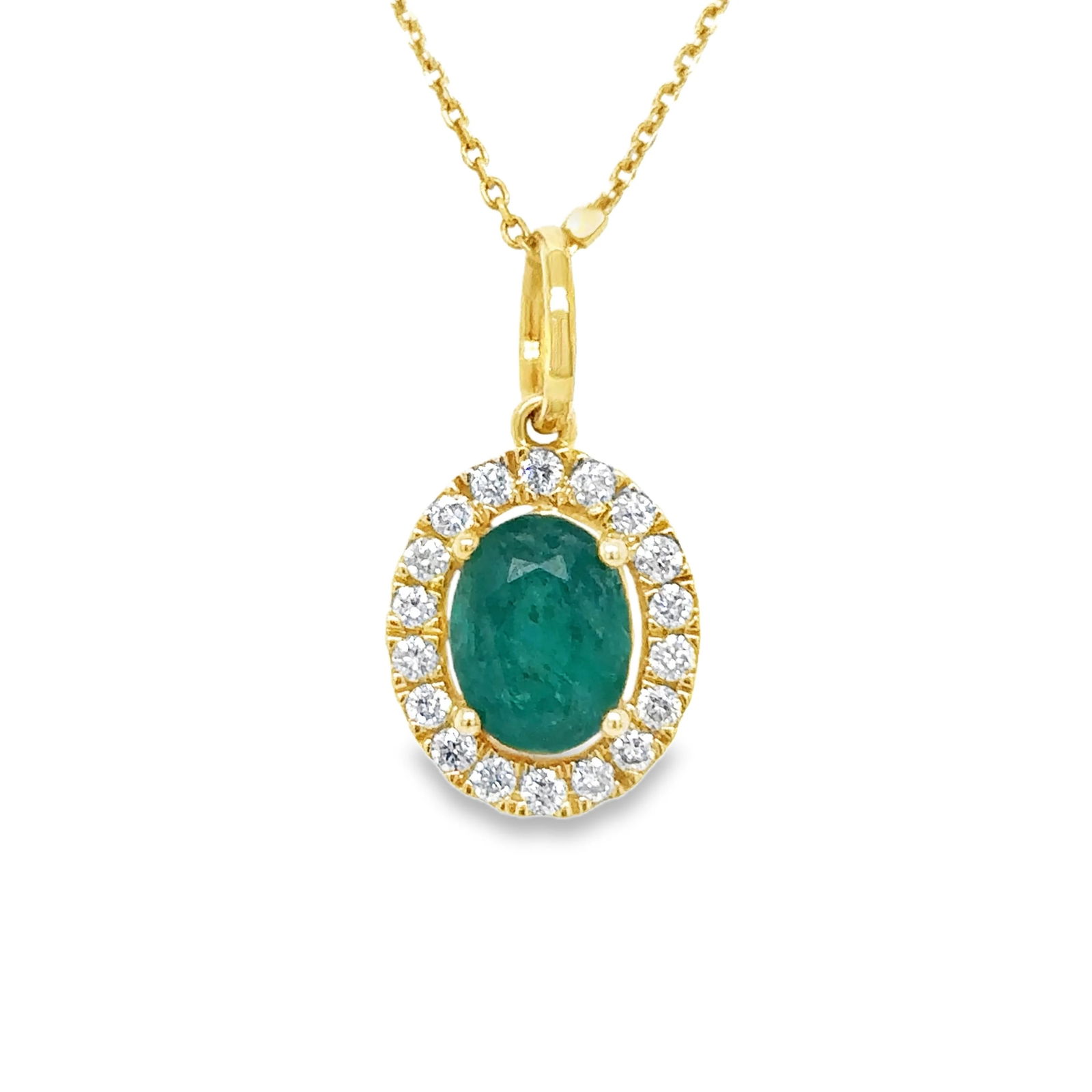 14KT GOLD DIAMOND AND EMERALD OVAL SHAPE PENDENT (1 of 2)