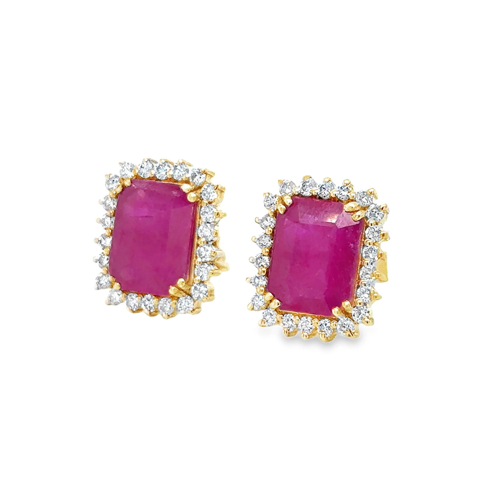 14KT YELLOW GOLD RUBY AND DIAMOND EARRING - 2