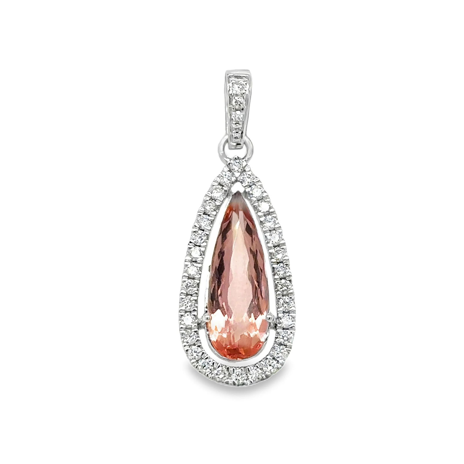 14KT GOLD TOPAZ AND DIAMONDS PENDANT: 14KT GOLD TOPAZ AND DIAMONDS PENDANT14KT GOLD WT. APPROX. 1.86 GRAMDIAMOND WT. APPROX. 0.28 CARAT / 35 PCSTOPAZ WT. APPROX. 1.93 CARATSIZE: 10 X 20 MM WITHOUT LOOPSIZE: 10 X 27.5 MM WITH LOOP