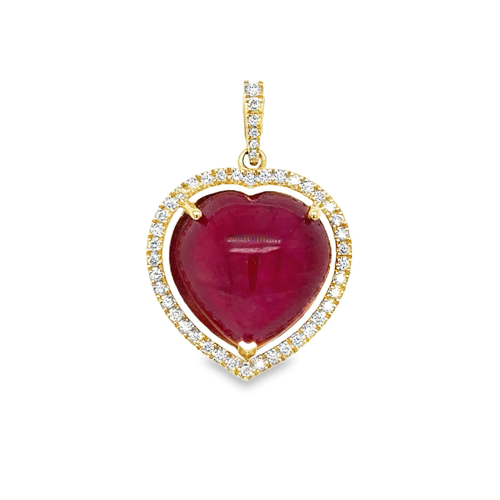 14KT YELLOW GOLD RUBY AND DIAMONDS HEART PENDANT (1 of 2)
