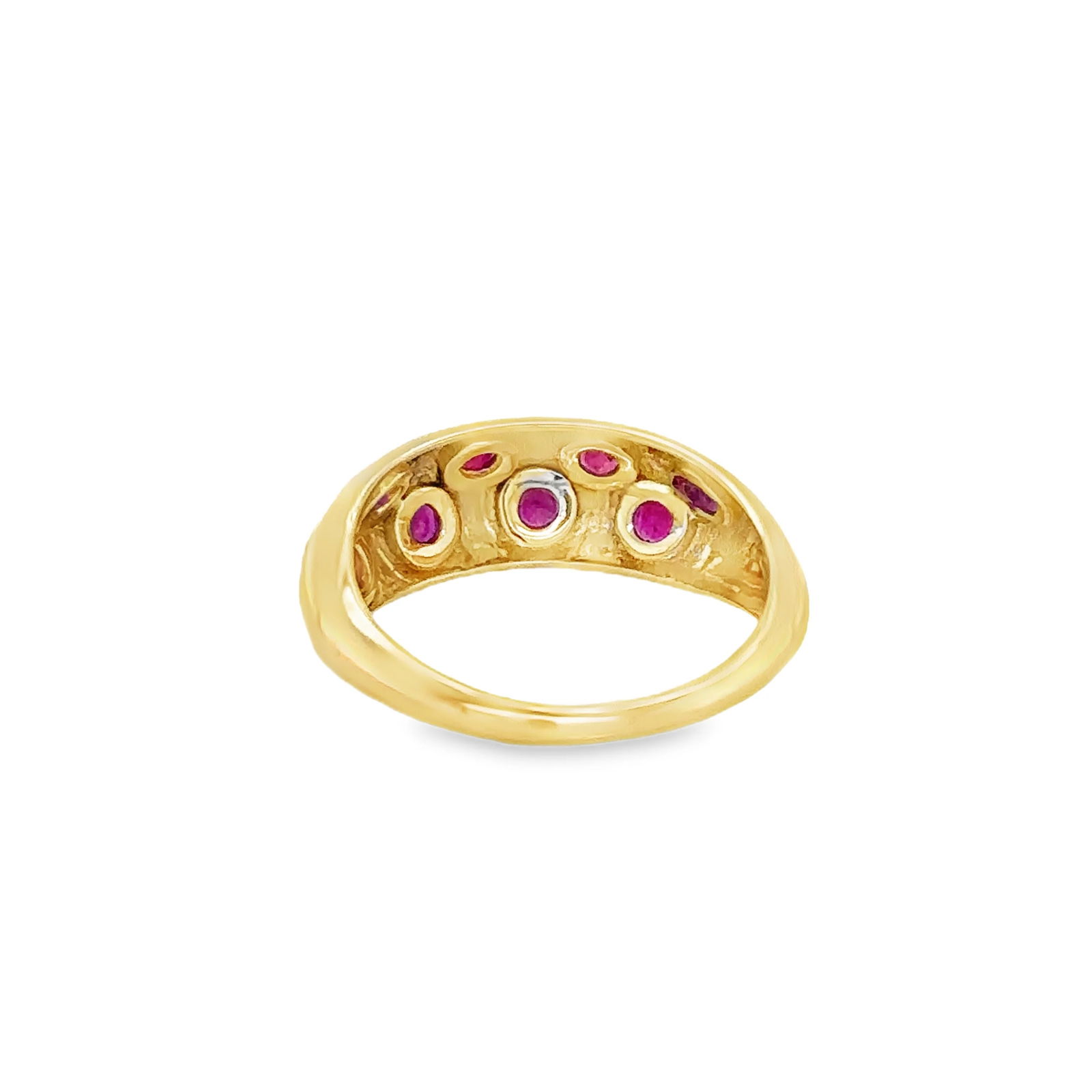 14KT YELLOW GOLD RUBY DONUT RING - 3