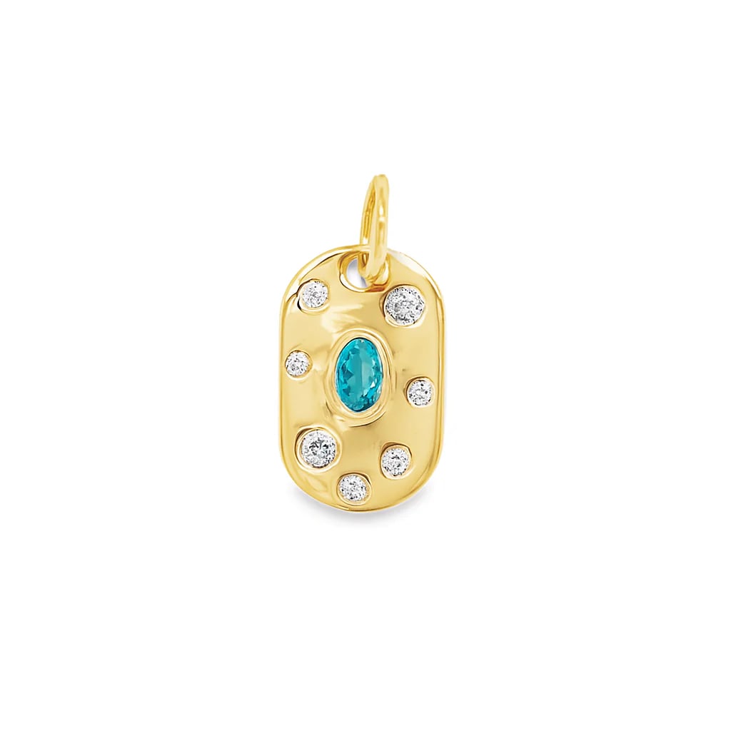 14KT YELLOW GOLD PENDANT WITH DIAMONDS AND BLUE TOPAZ (1 of 2)