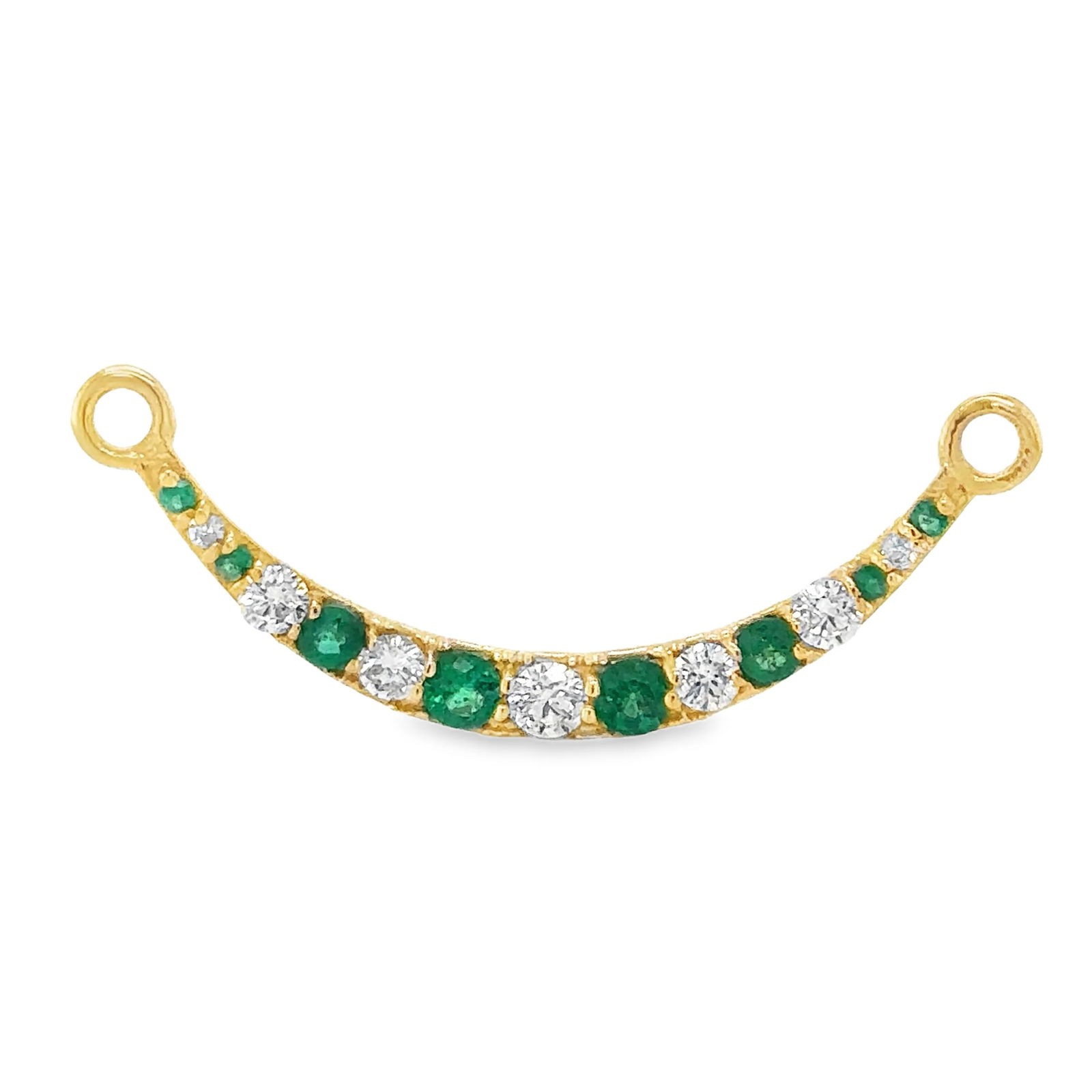 14KT YELLOW GOLD PENDANT WITH DIAMONDS AND EMERALD: 14KT YELLOW GOLD PENDANT WITH DIAMONDS AND EMERALD14KT GOLD WT. APPROX. 1.21 GRAMDIAMOND WT. APPROX. 0.35 CTS/ 7 PCSEMERALD WT. APPROX. 0.33 CTS/ 08 PCSPENDANT SIZE APPROX. 8 X 35 MMTHICKNESS: 2MM