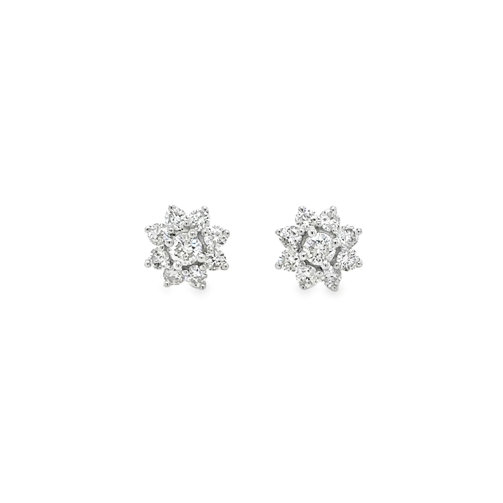 14KT WHITE GOLD DIAMOND FLOWER EARRING (1 of 2)