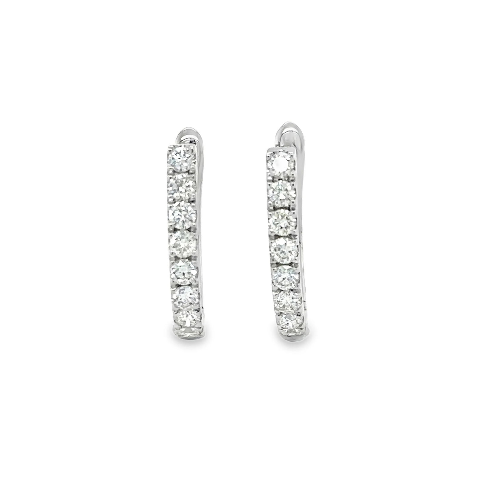 14KT WHITE GOLD DIAMOND HOOP EARRING - 2