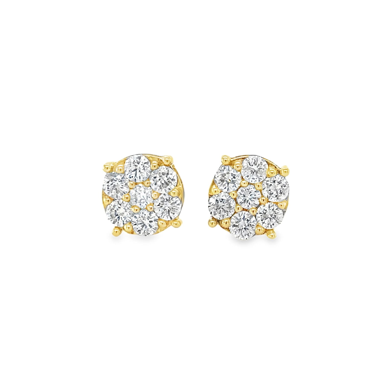 14KT YELLOW GOLD DIAMOND FLOWER EARING: 14KT YELLOW GOLD DIAMOND FLOWER EARING14KT. GOLD WT. APPROX. 0.91 GRAMDIAMOND WT. APPROX. 0.53 CT / 14 PCSSIZE APPROX. 6.5 MM