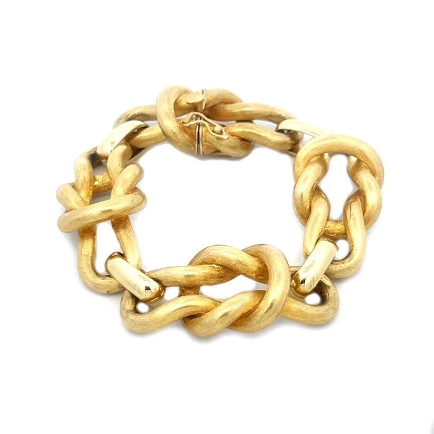Gold Sailor Knot Link Bracelet 18k Yellow Satin Sheen Finish (1 of 5)