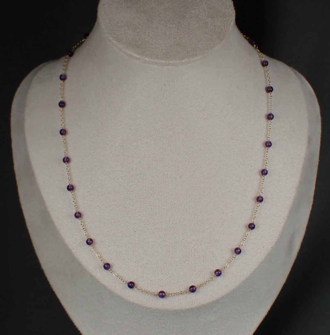 AMETHYST & 14K GOLD STATION NECKLACE (1 of 4)