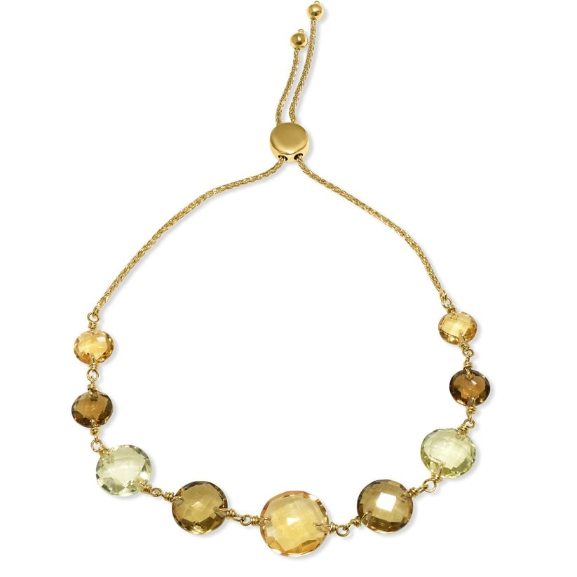 14k Multi-Gemstone Grad Coin Bolo Bracelet (1 of 4)