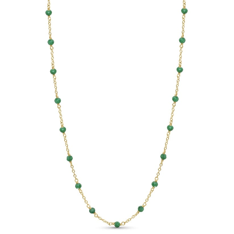 14k Yellow Gold Station Necklace EMERALD (1 of 3)