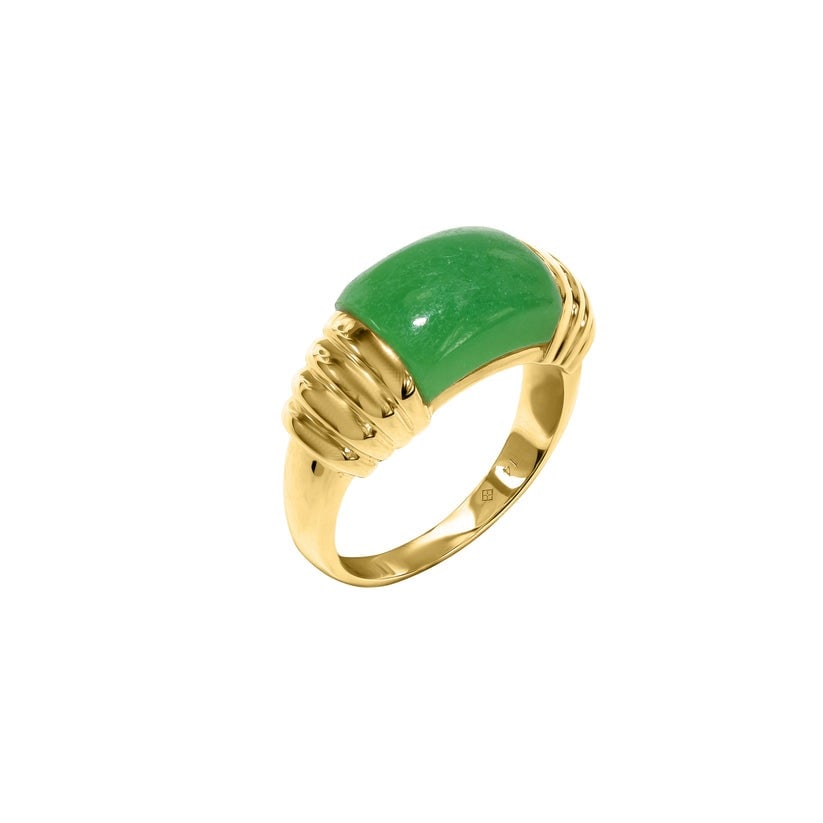 14k Green Jade Saddle Cabochon Ring (1 of 3)