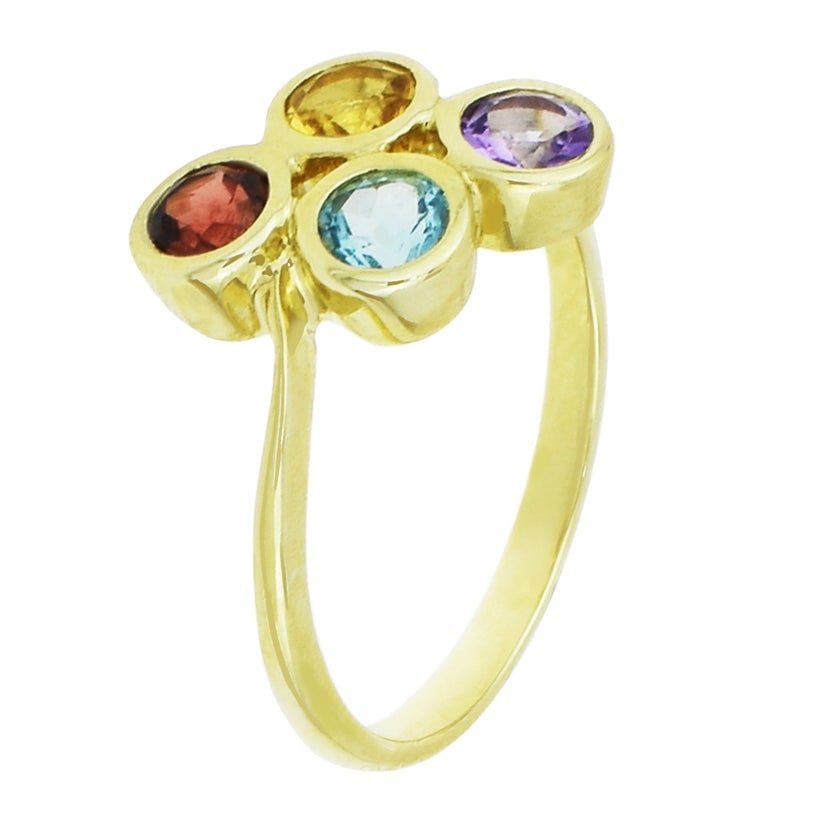14k Blue Topaz, Citrine, Garnet, Amethyst Ring (1 of 3)