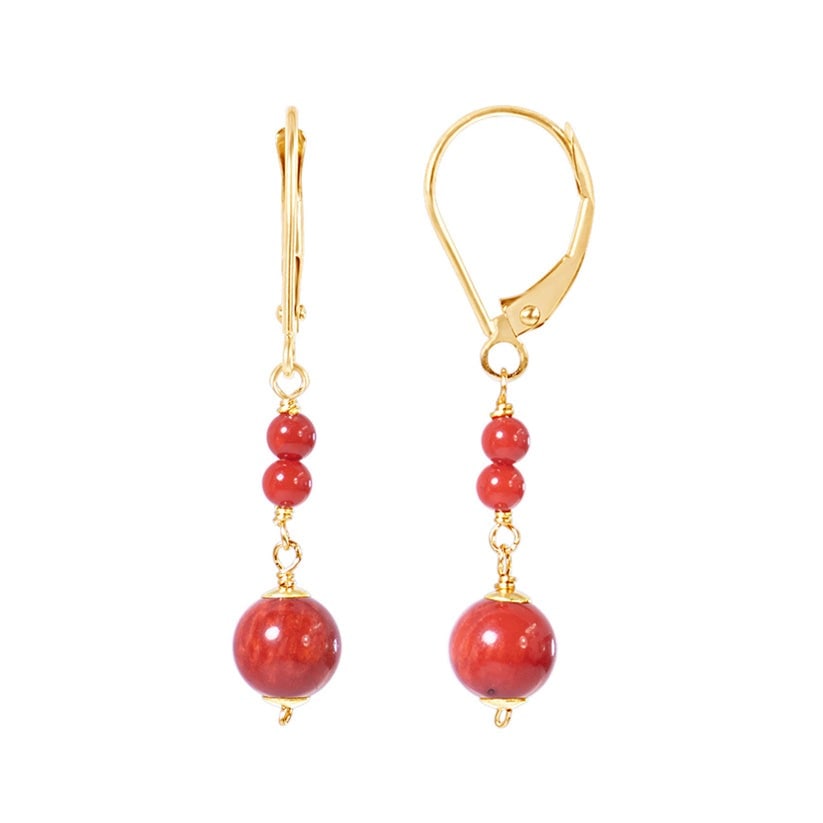 14k Gold Avani Coral Earring: Crafted from high-quality 14K gold, the Avani Coral Earrings showcase stunning red coral gemstones. The leverback closure ensures a secure fit, making these earrings perfect for any occasion.Specifica