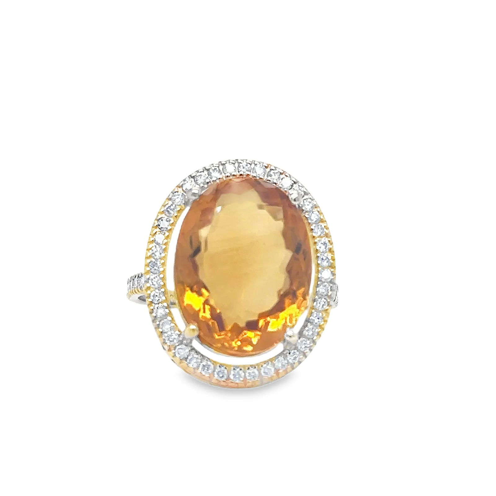 14KT YELLOW GOLD CITRINE AND DIAMONDS RING (1 of 1)