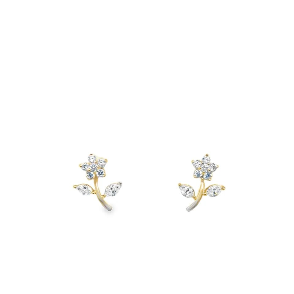 14KT YELLOW GOLD DIAMOND FLOWER EARRING: 14KT YELLOW GOLD DIAMOND EARRING14KT GOLD WT. APPROX. 2.22 GRAMDIAMOND WT. APPROX. 1.00 CARAT