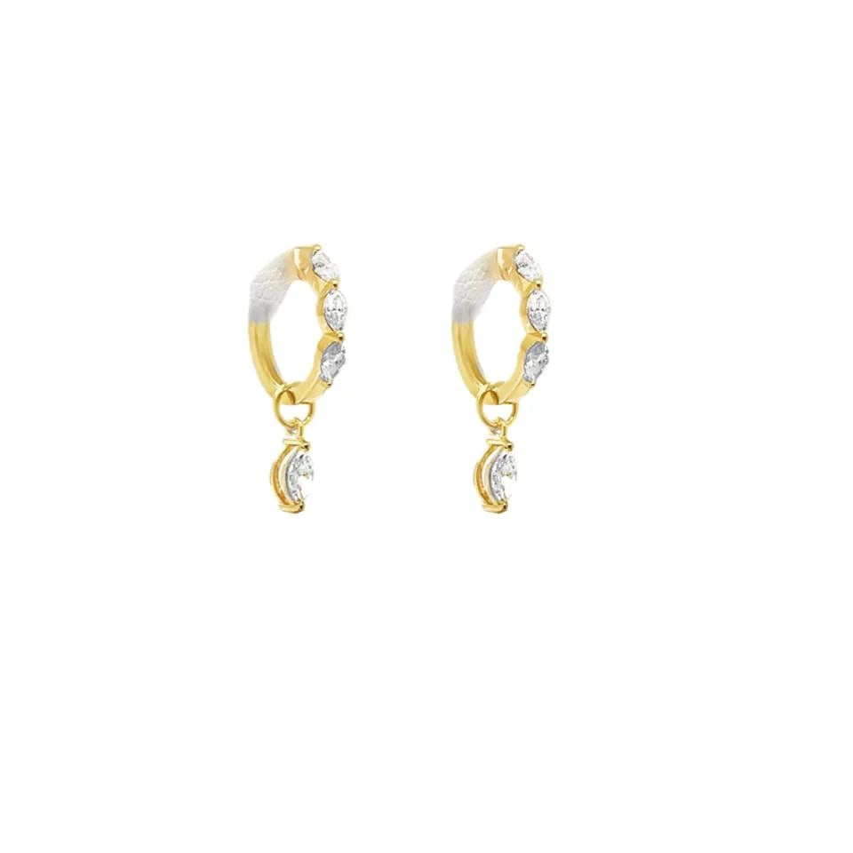 14KT YELLOW GOLD DIAMOND DANGLING HOOP EARRING (1 of 2)