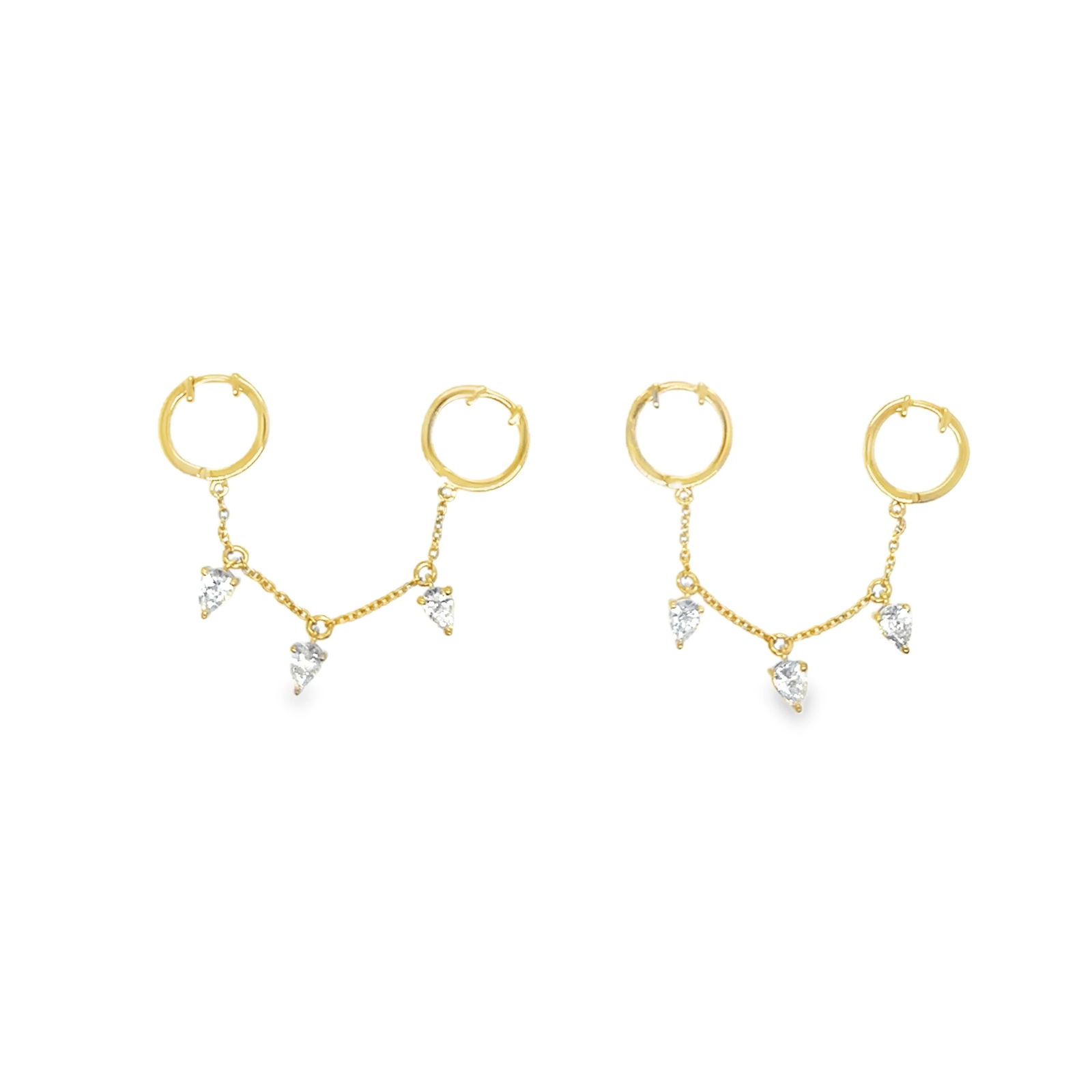 14KT GOLD DIAMOND DANGLING EARRING: 14KT YELLOW GOLD DIAMOND DANGLING EARRING14KT. GOLD WT. APPROX. 2.34 GRAMDIAMOND WT. APPROX. 0.53 CT/ 6 PCS