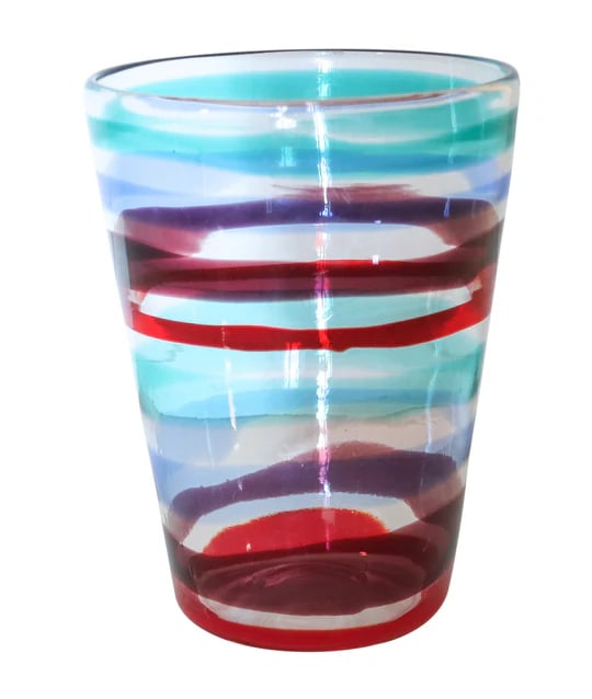 VENINI 1953 By Fulvio Bianconi Murano A Fasce Orizontali Art Glass Tall Vase: A fasce orizontali vase designed by Fulvio Bianconi for Venini.This is a very rare art-glass vase designed by the artist Fulvio Bianconi for the Venini company, back in 1950-1953. Masterfully hand cra