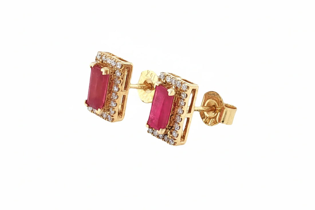 14KT YELLOW GOLD RUBY AND DIAMONDS EARRING (1 of 5)