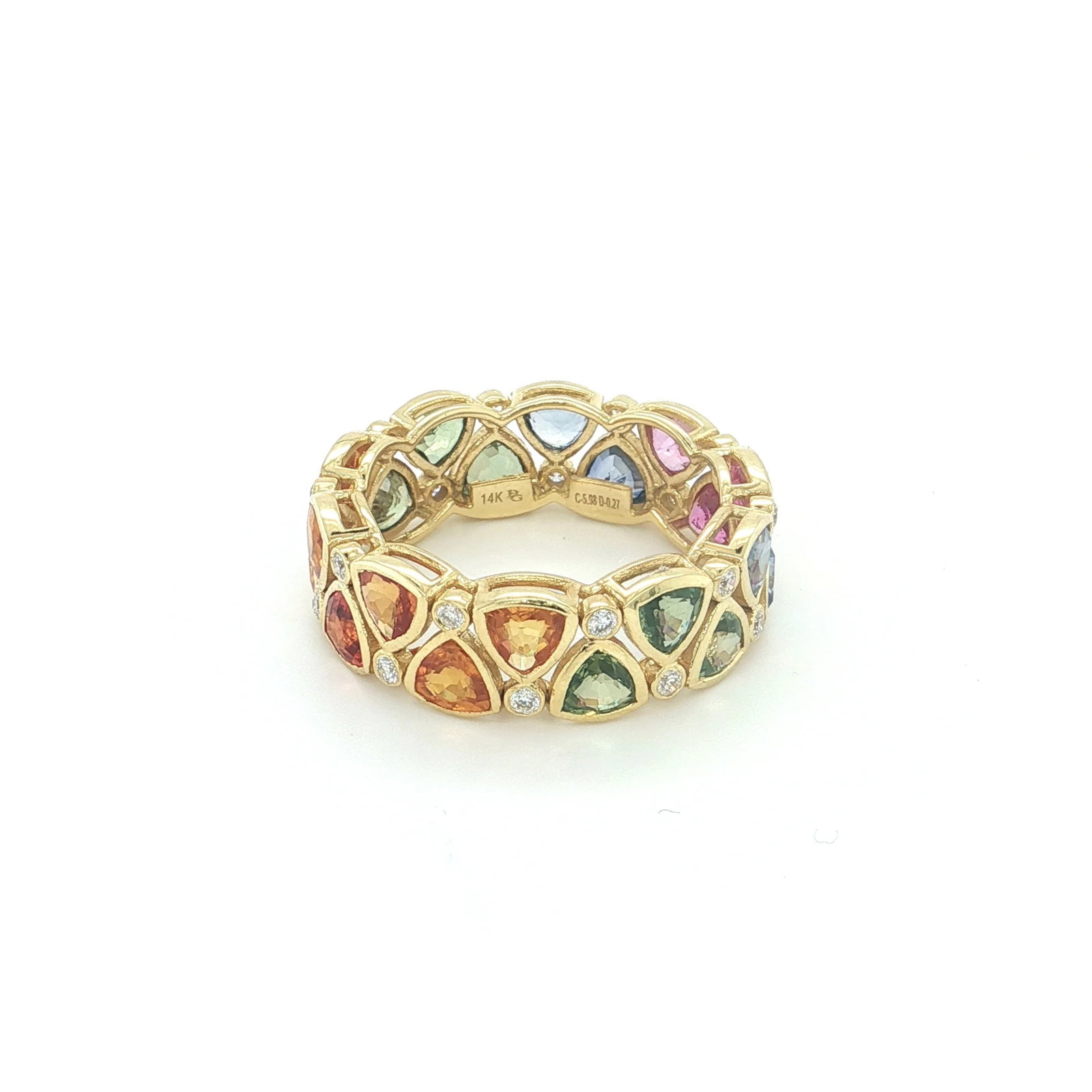 14KT GOLD MULTI SAPPHIRE RING WITH DIAMONDS (1 of 4)