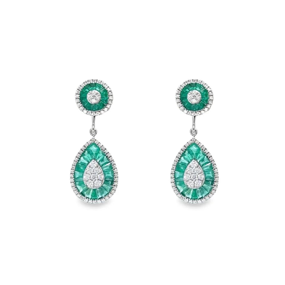 14KT GOLD EMERALD AND DIAMOND EARRING (1 of 2)