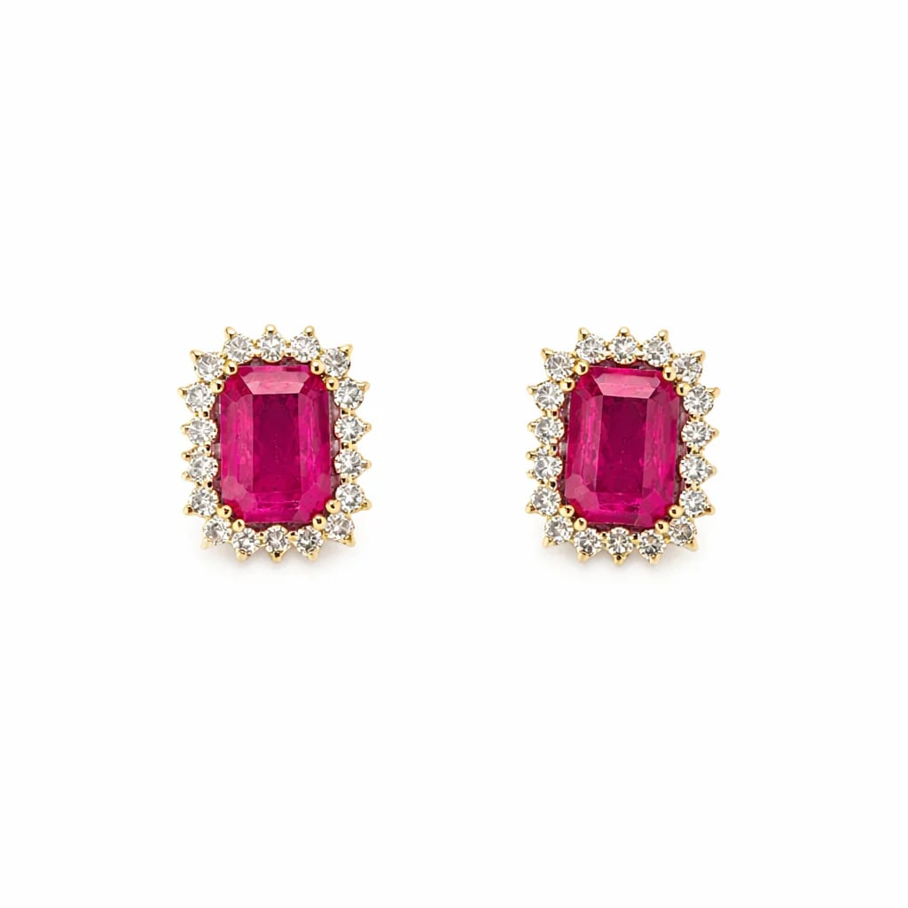 14KT GOLD RUBY AND DIAMOND EARRING (1 of 1)