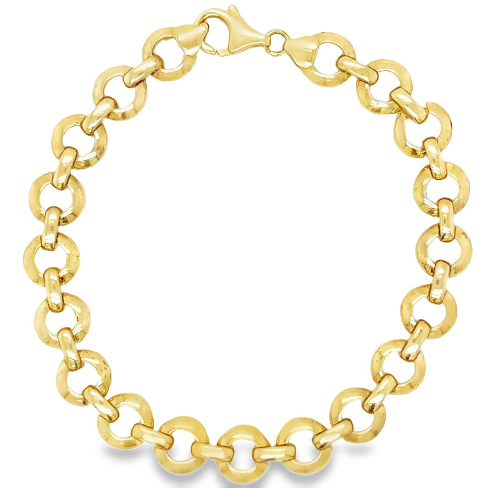 14KT GOLD ROUND AND OVAL LINK CHAIN BRACELET (1 of 3)