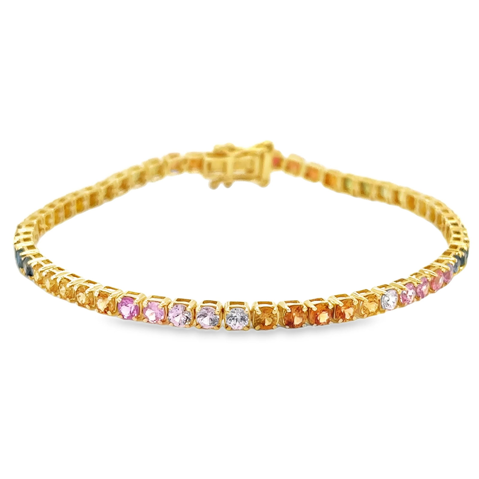 14KT GOLD MULTI SAPPHIRE TENNIS BRACELET (1 of 4)