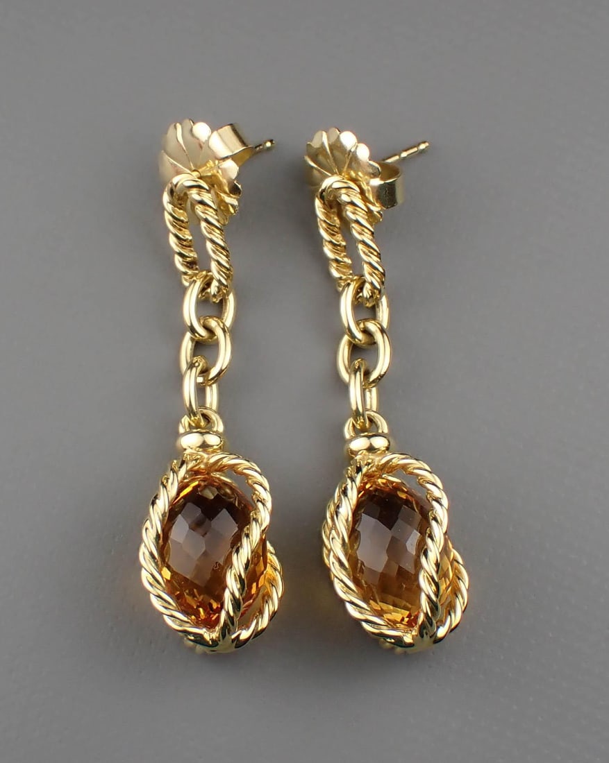 DAVID YURMAN: PAIR OF CITRINE & 18K GOLD EARRINGS (1 of 7)