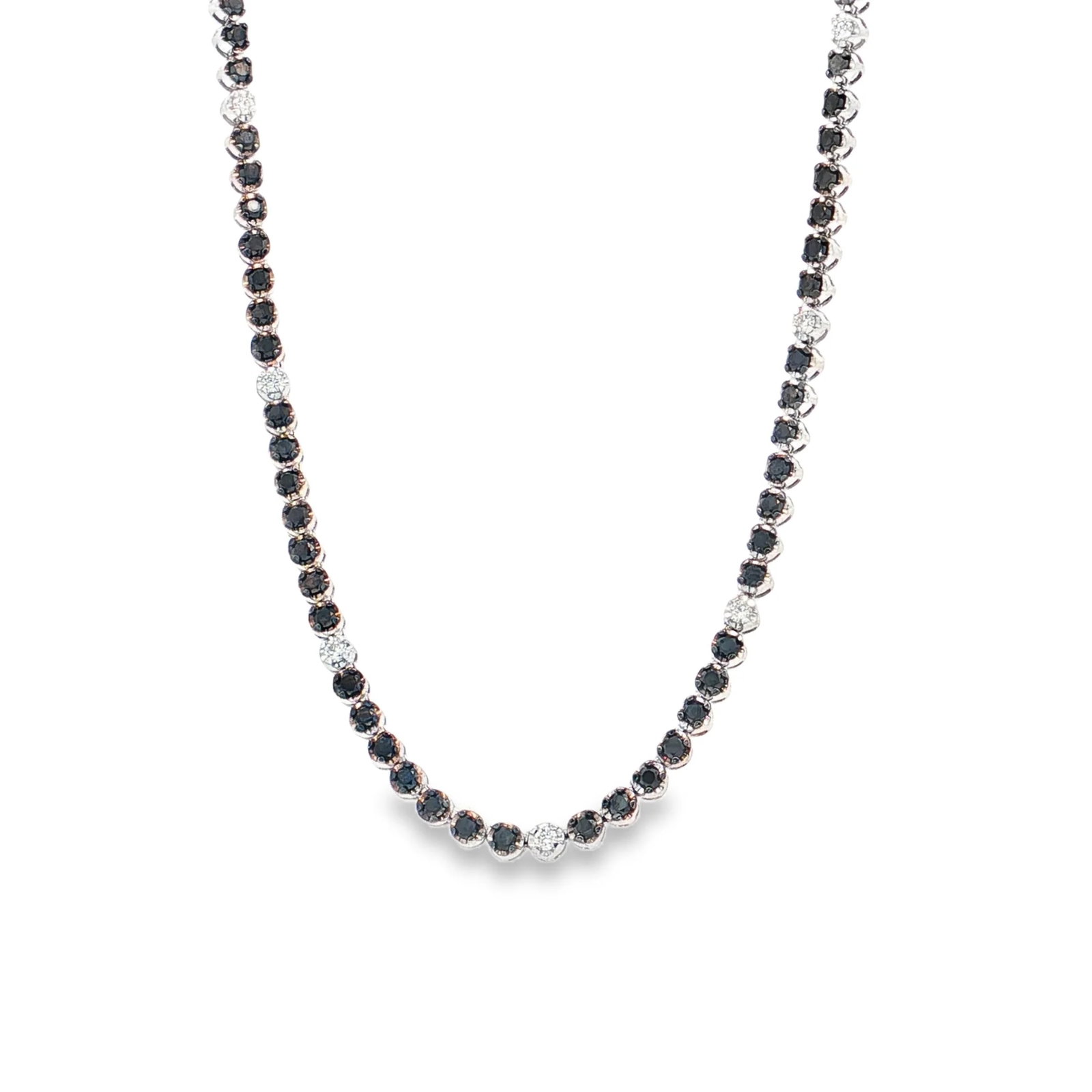 14KT WHITE GOLD BLACK AND WHITE DIAMOND TENNIS NECKLACE (1 of 3)