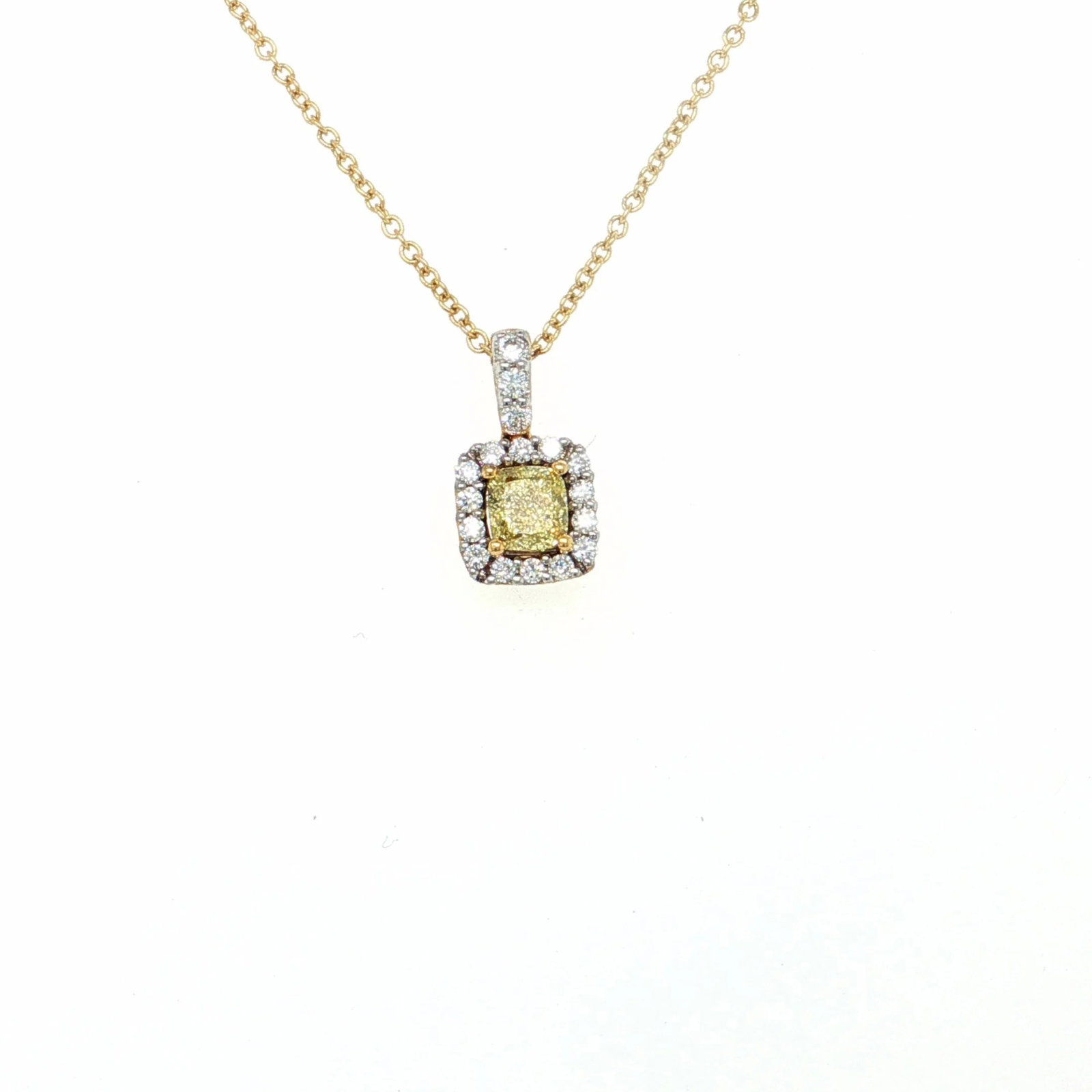 14KT YELLOW GOLD DIAMOND AND YELLOW DIAMOND NECKLACE (1 of 3)