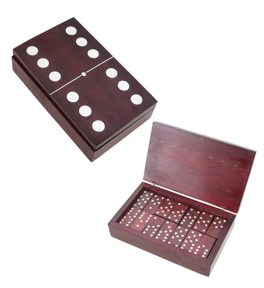 WILLIAM SPRATLING 1960 Dominoes Box Set In Carved Wood & .925 Sterling Silver: Box of dominoes set designed by William Spratling.This is a decorative desk box with a dominoes set created in Taxco Mexico by the silversmith and jewelry designer William Spratling, back in the 1950.