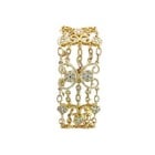 Diamond Gold Chain Link Bracelet 14k Yellow Scroll Hearts &Rosettes Motifs: This lovely bracelet is a stunning piece of fine jewelry made from 14k yellow gold. It features a beautiful design with scroll hearts with cluster diamond rosette motifs set inside each heart which is