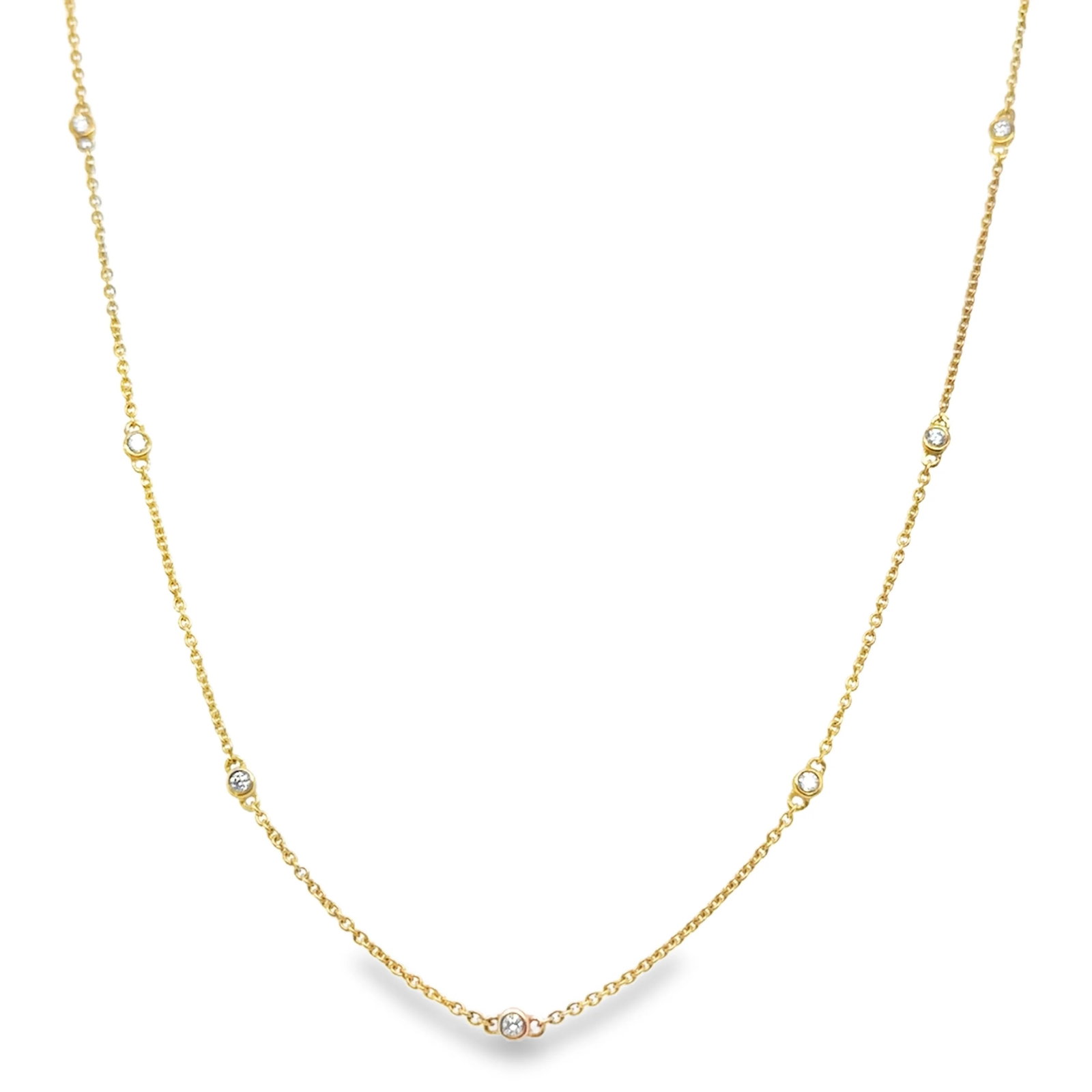 14KT GOLD DIAMOND STATION NECKLACE (1 of 3)