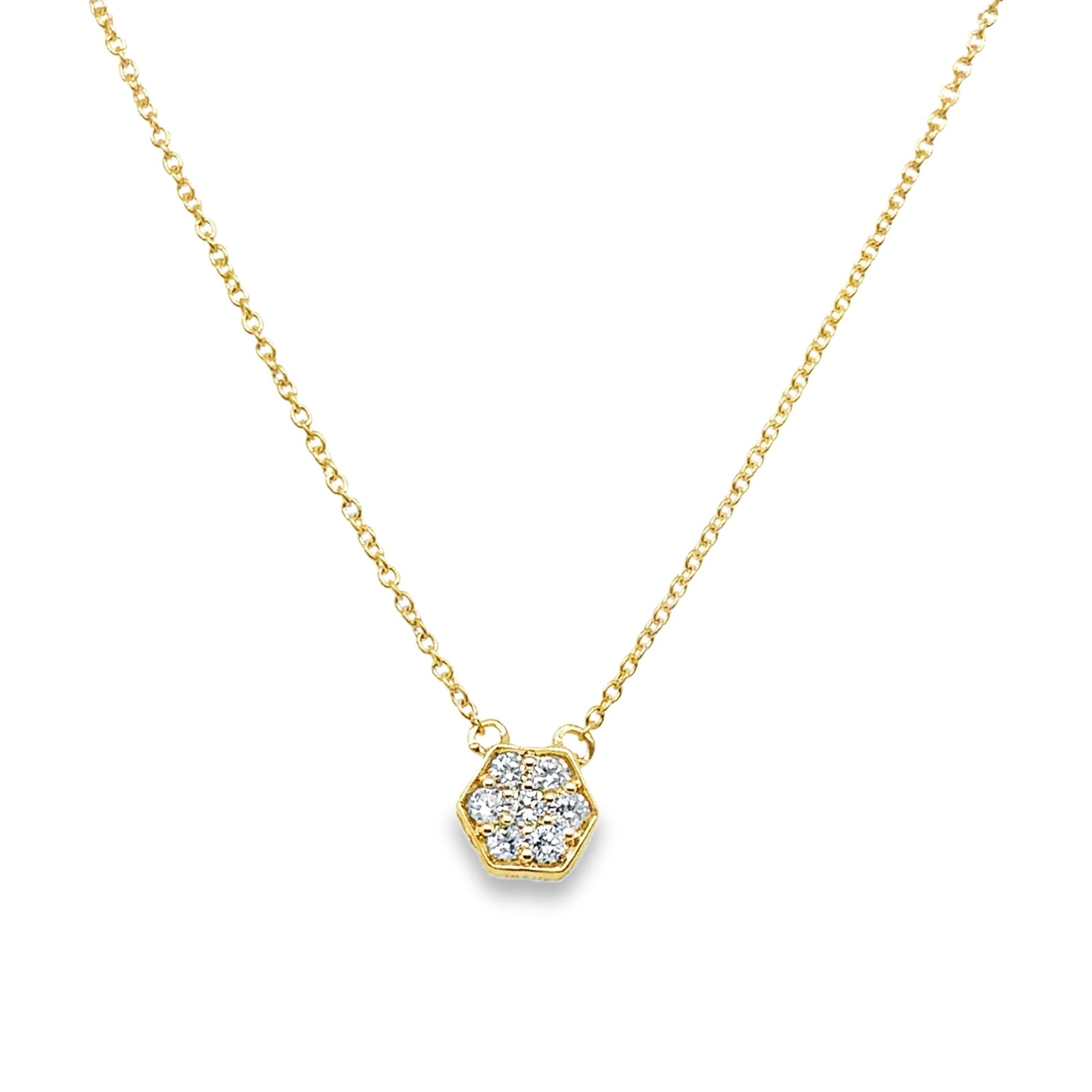 18KT GOLD DIAMOND NECKLACE: 18KT YELLOW GOLD DIAMOND NECKLACE 18"18KT GOLD WT. APPROX 2.12 GRAMDIAMOND WT. APPROX. 0.18 CARAT/ 7 PCS18" LONG CHAIN WITH ADJUSTABLE RING ON 16" & 17" EXTENDER