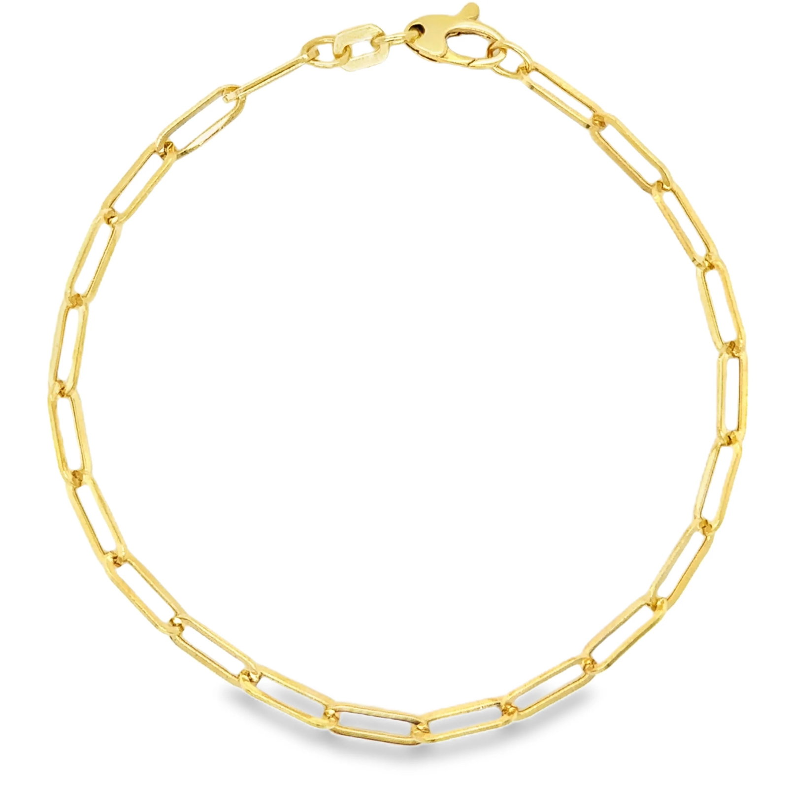 14KT GOLD PAPERCLIP BRACLET: 14KT YELLOW GOLD PAPERCLIP BRACLET 7.5"14KT GOLD WT. APPROX. 1.75 GRAMLINK SIZE APPROX. - 3.3 MM WIDE X 10 MM LONG X 0.6 MM THICK LENGTH: 7.5 INCHES LONG