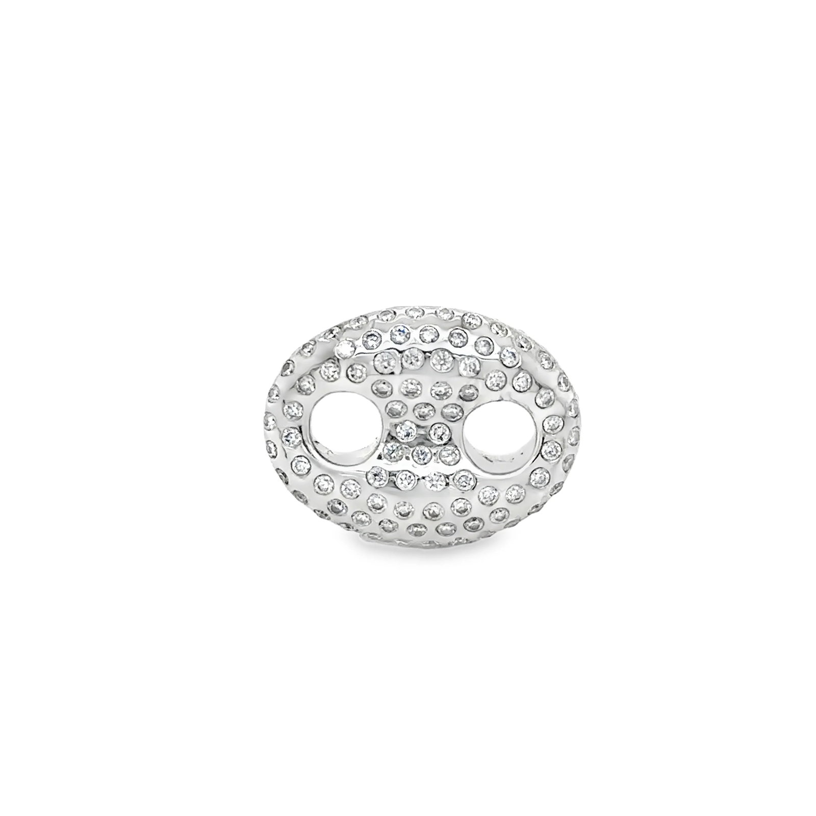 14K GOLD DIAMOND PUFF MARINER LINK: 14KT WHITE GOLD DIAMOND PUFF MARINER LINK14KT GOLD WT. APPROX. 0.81 GRAMDIAMOND WT. APPROX. 0.11 CARAT / 38 PCSSIZE:APPROX: 7 X 9 MM