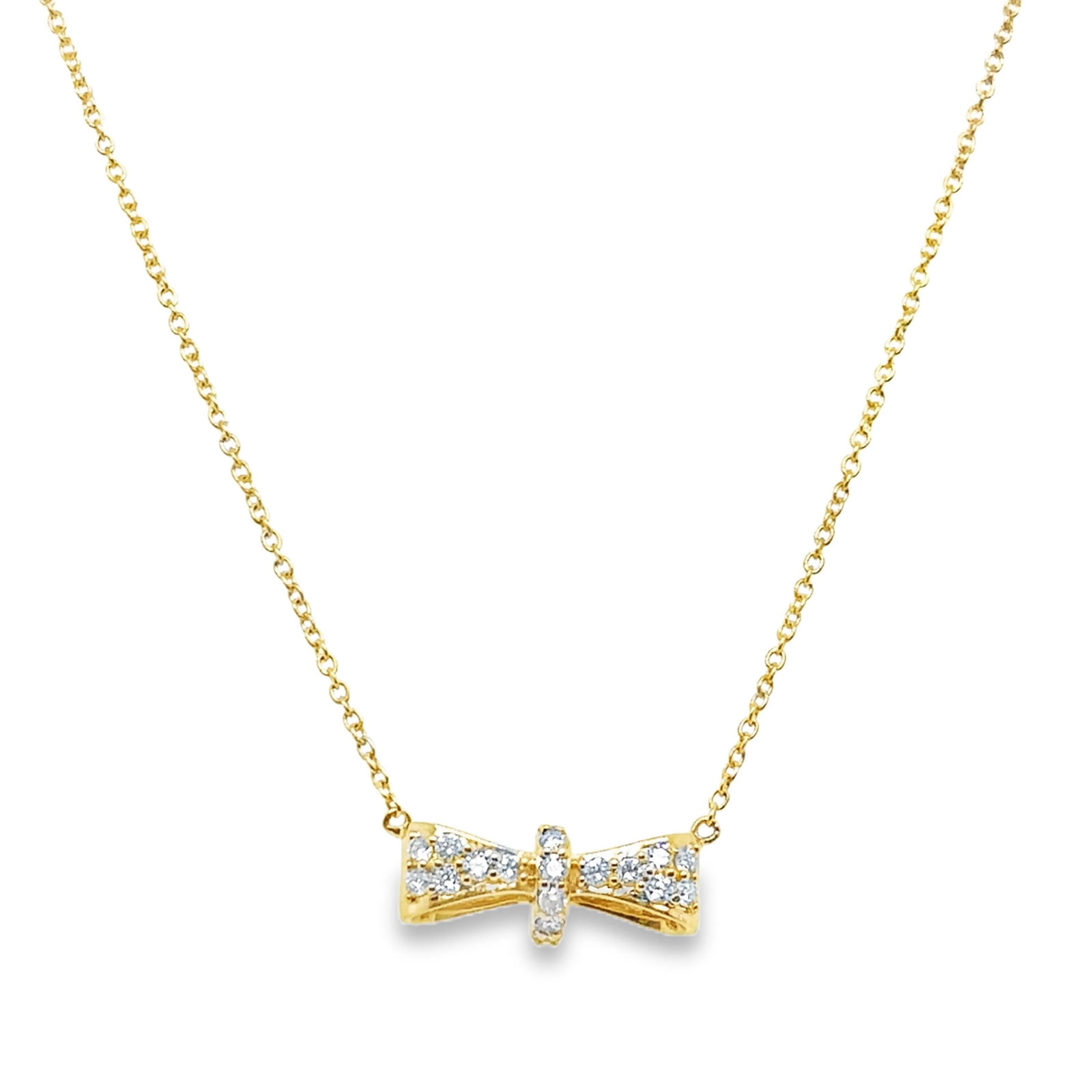 18KT GOLD DIAMOND NECKLACE: 18KT YELLOW GOLD DIAMOND NECKLACE 18"18KT GOLD WT. APPROX 2.73 GRAMDIAMOND WT. APPROX. 0.24 CARAT/ 21 PCS18" LONG CHAIN WITH ADJUSTABLE RING ON 16" & 17" EXTENDER