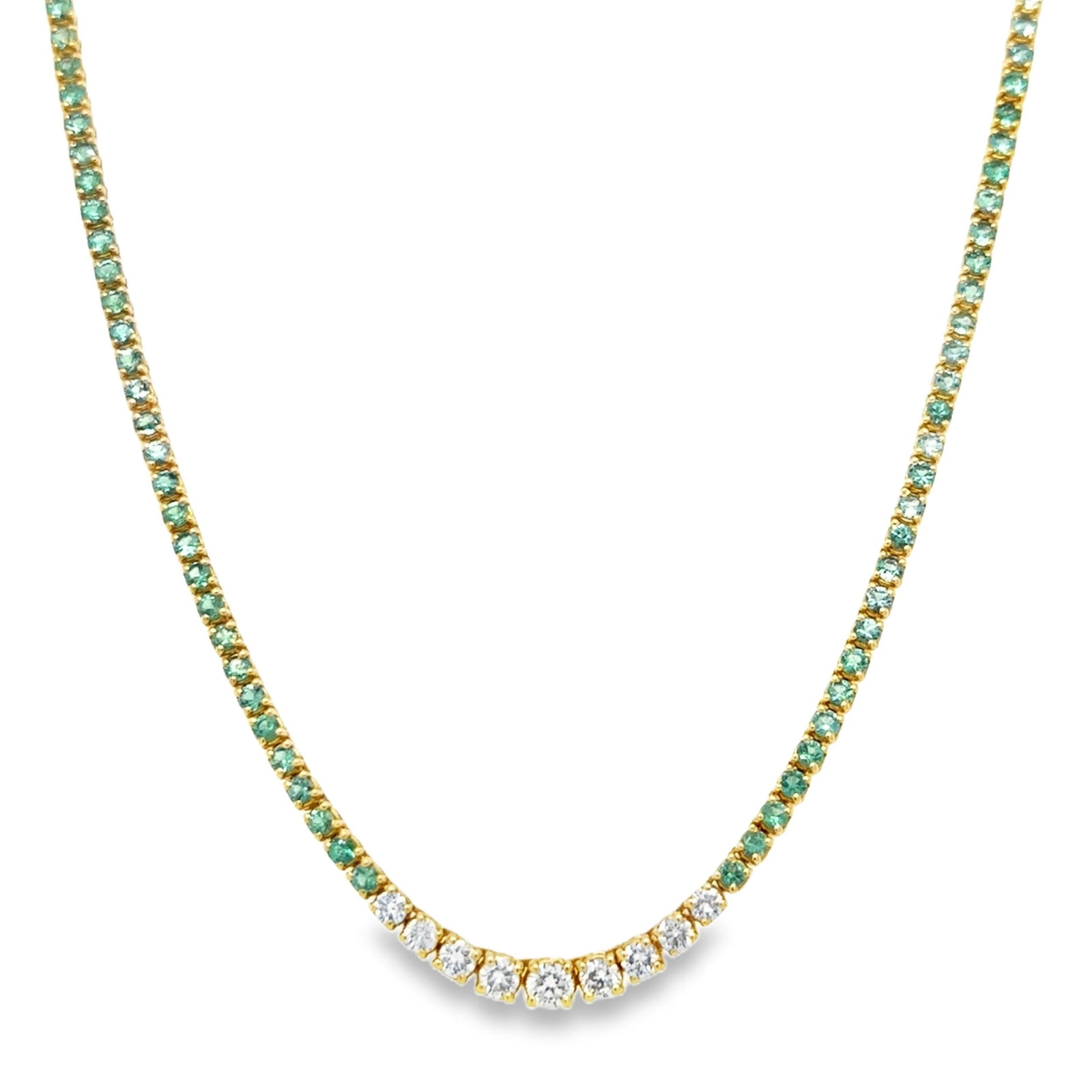 18KT WHITE GOLD EMERALD AND DIAMOND NECKLACE (1 of 3)