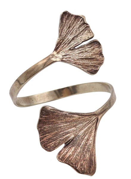 Double gingko cuff designed by Paul Oudet (1946-).A prototype sculptural cuff bracelet, created in (1 of 4)