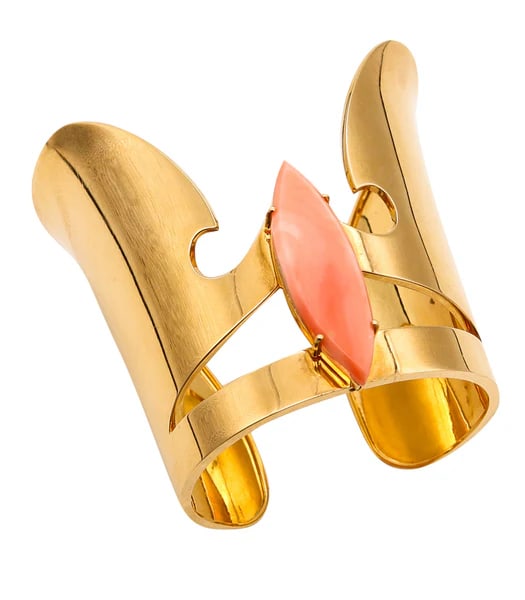 Exceptional retro cuff bracelet designed by Spritzer & Fuhrmann.An statement one-of-a-kind piece,: Exceptional retro cuff bracelet designed by Spritzer & Fuhrmann.An statement one-of-a-kind piece, created in Germany by the jewelry company of Spritzer & Fuhrmann during the modernism period, back in 