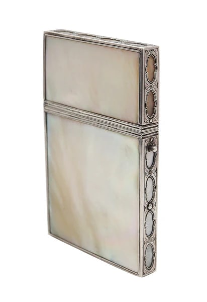 VERGER FRERES 1905 Paris Edwardian Card Case Box In Sterling And White Nacre (1 of 6)