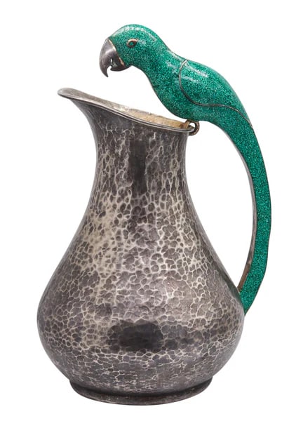 ALFREDO VILLASANA 1960 Parrot Serving Pitcher In Alpaca And Green Turquoise (1 of 6)
