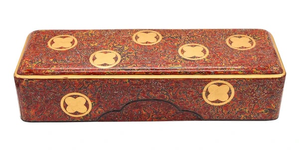 JAPAN 1900 Meiji Period Fubako Box In Hiramaki-e Lacquered Wood With Gilding: Fubako letters-box from the Japanese Meiji period (1868-1912).Beautiful decorative Fubako letters box from the Japanese Imperial Meiji period, circa 1900. This box has been meticulously crafted in woo
